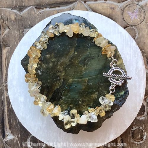 Citrine Chip Bracelet With Silver Toggle Clasp